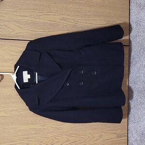 Michael Kors Women's Wool Black Double Breasted Pea Coat With Pockets Size M